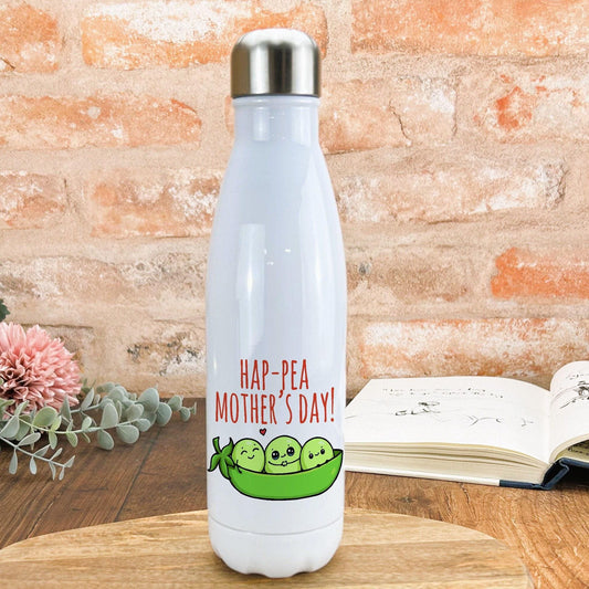 Hap-Pea Mother's Day Pun Funny Mother's Day Water Bottle Gift
