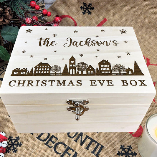 Town Silhouette Christmas Eve Box Personalised Xmas Treats Gift