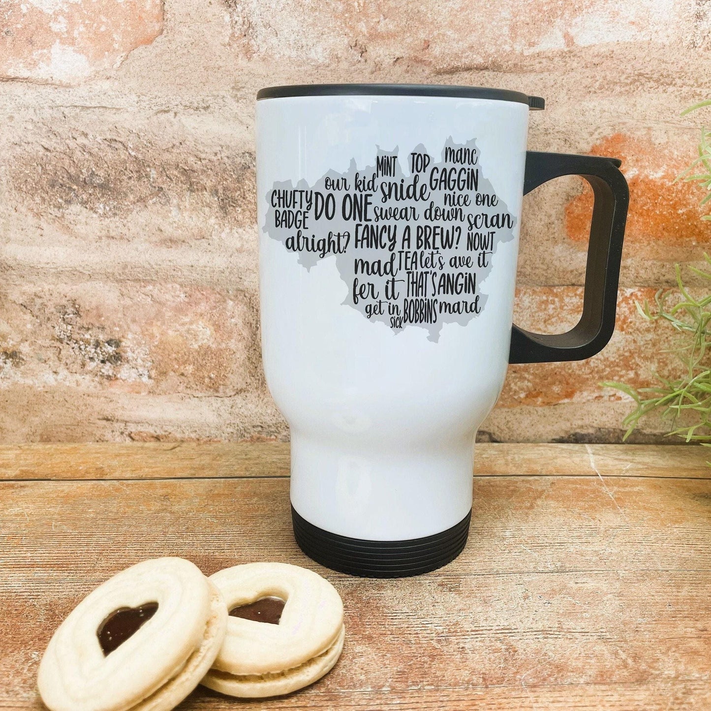 Manchester Map Mancunian Dialect - Personalised Travel Mug