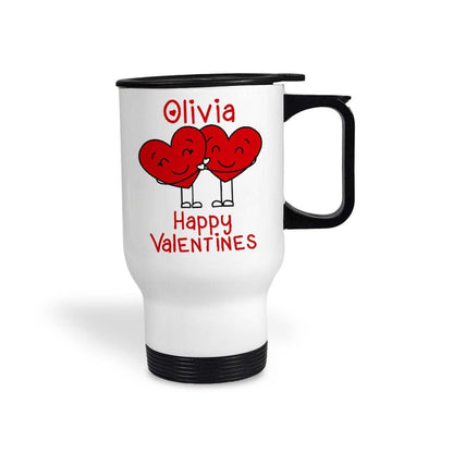 Happy Valentines Hearts Couple Cute Personalised Travel Mug Valentine's Day