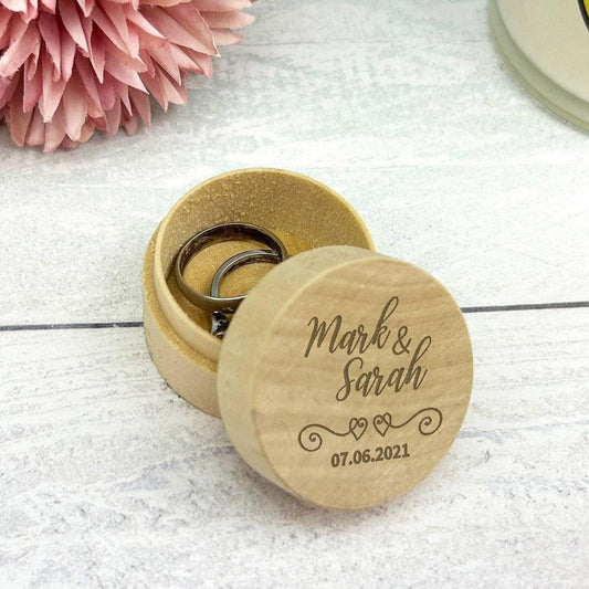 Name and Date Wedding Ring Carrier Box Personalised Engagement Gift