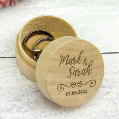 Name and Date Wedding Ring Carrier Box Personalised Engagement Gift