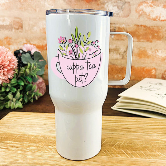 Cuppa Tea Pet? - Newcastle Geordie Dialect - Personalised Travel Mug