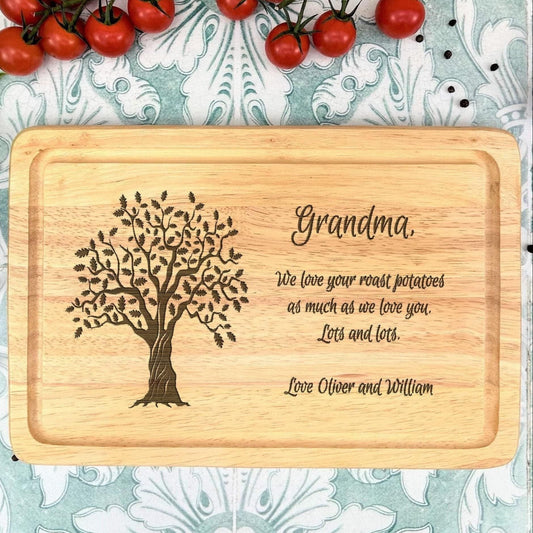 Family Tree Personalised Message Chopping Board - Mother's Father's Day Gift