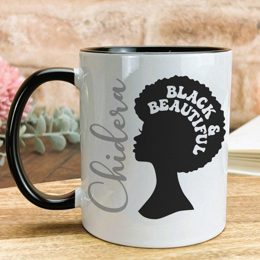 Black & Beautiful Afro Hair Personalised Ceramic Mug