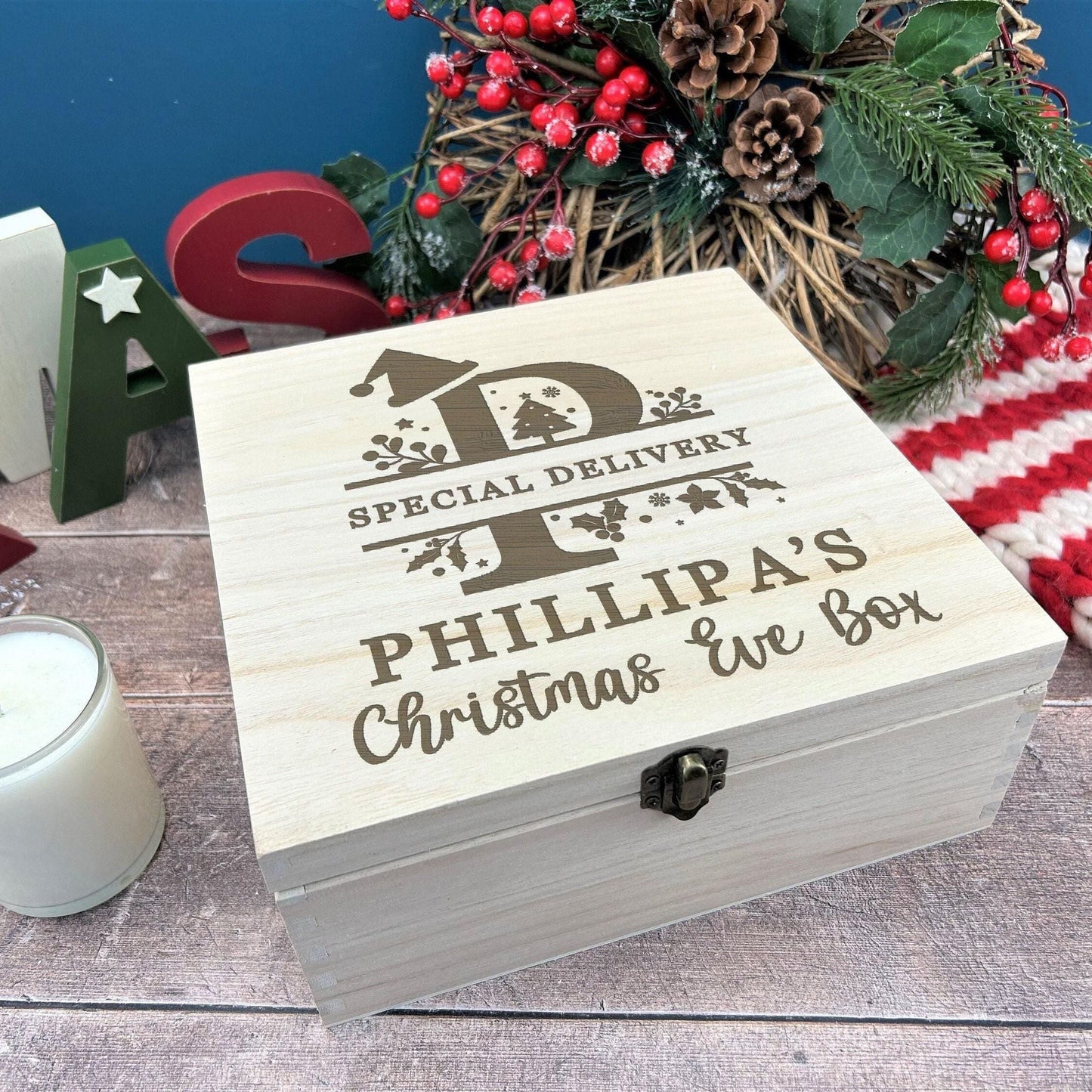 Monogram Special Delivery Personalised Wooden Christmas Eve Box