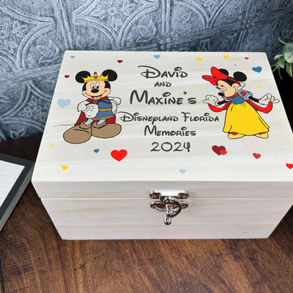 Snow White, Minnie & Mickey Mouse Personalised Wooden Memory Box Wedding Gift