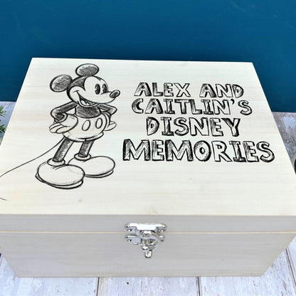 Mickey Mouse Sketch Disney Personalised Wooden Memory Box