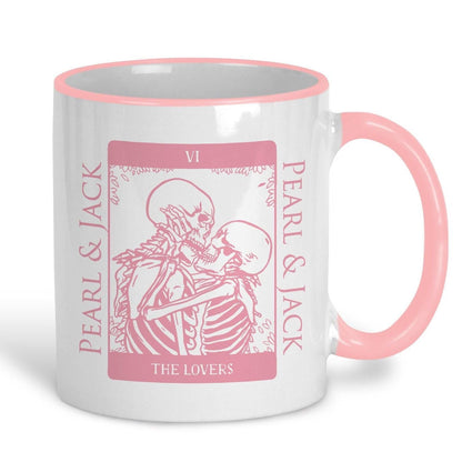 The Lovers Tarot Card Love Skeleton Personalised Mug Valentine's Day Boyfriend Girlfriend Gift