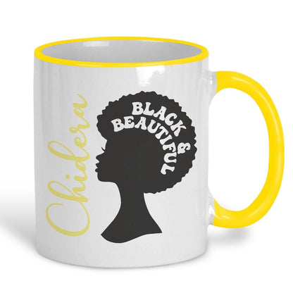 Black & Beautiful Afro Hair Personalised Ceramic Mug