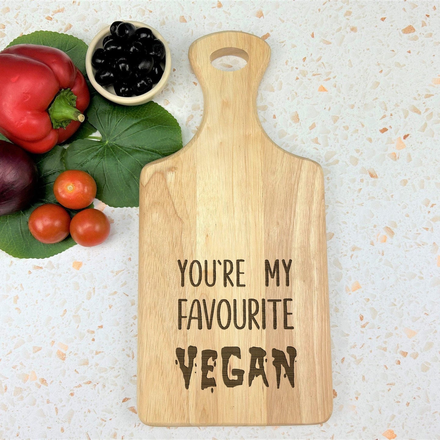 You're My Favourite Vegan Engraved Wooden Paddle Chopping Board Funny Valentine's Day Kitchen Décor Cooking Christmas Gift Birthday Present