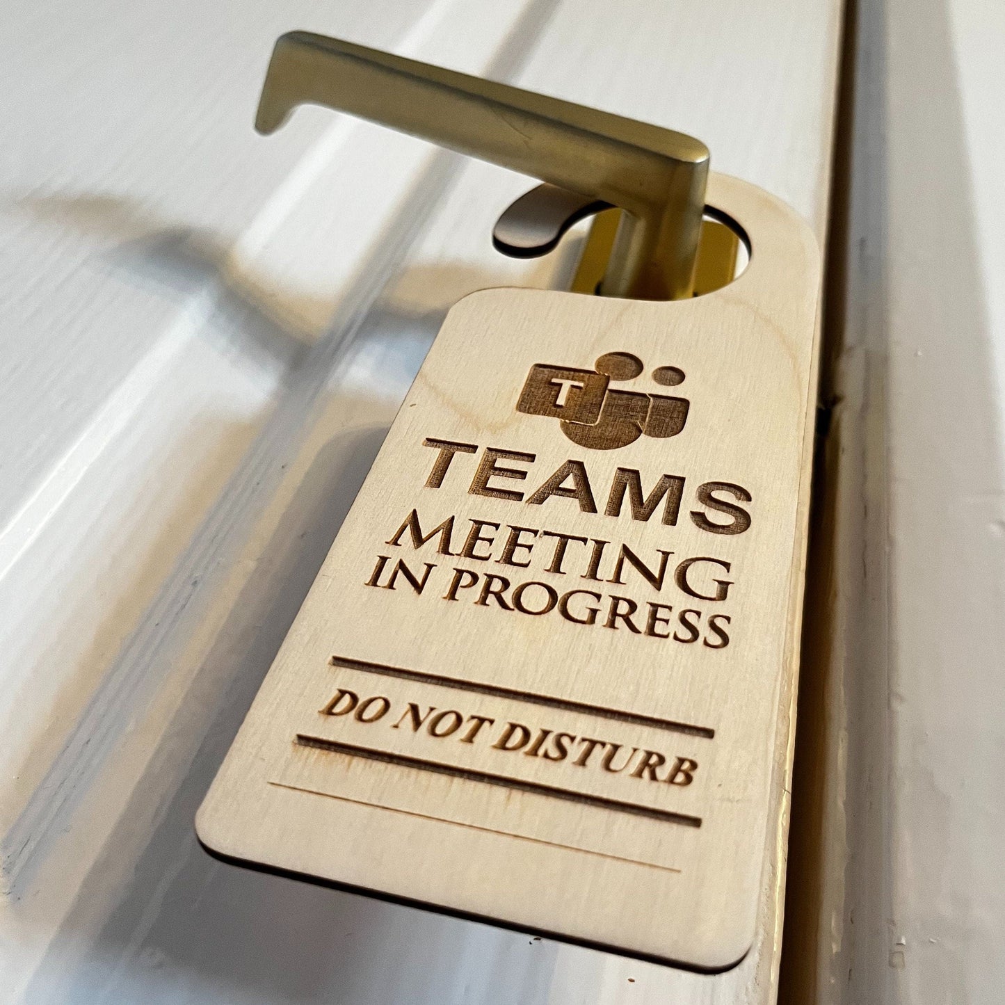 Teams Microsoft Meeting in Progress Do Not Disturb Engraved Wooden Door Hanger Working From Home Office Christmas Gift Birthday Present