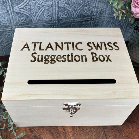 Personalised Wooden Ballot & Suggestion Box Guest Comments DropBox with Slot Lid