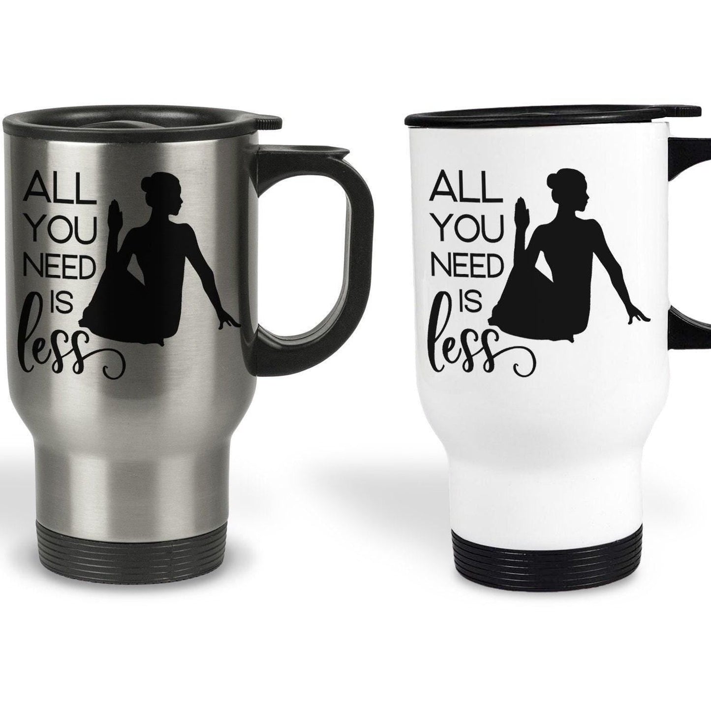 All You Need Is Less White Yoga Personalised Travel Mug | Relax | Wellness | Relaxation | Zen | Meditation | Calm | Tranquillity | Serenity