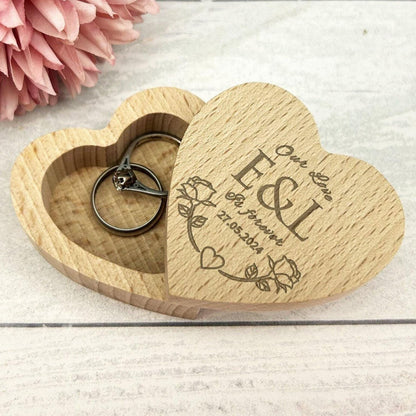 Our Love is Forever Wedding Ring Carrier Heart Box Personalised Engagement Gift