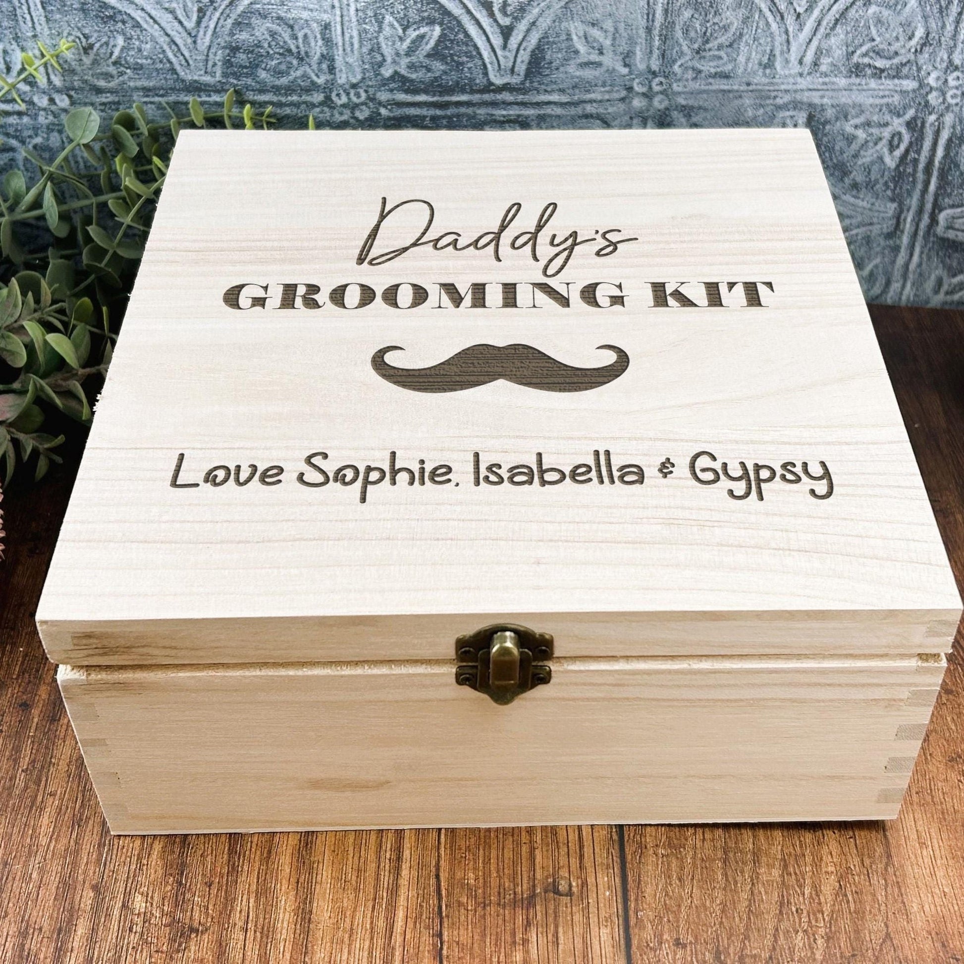 a wooden box sitting on top of a wooden table