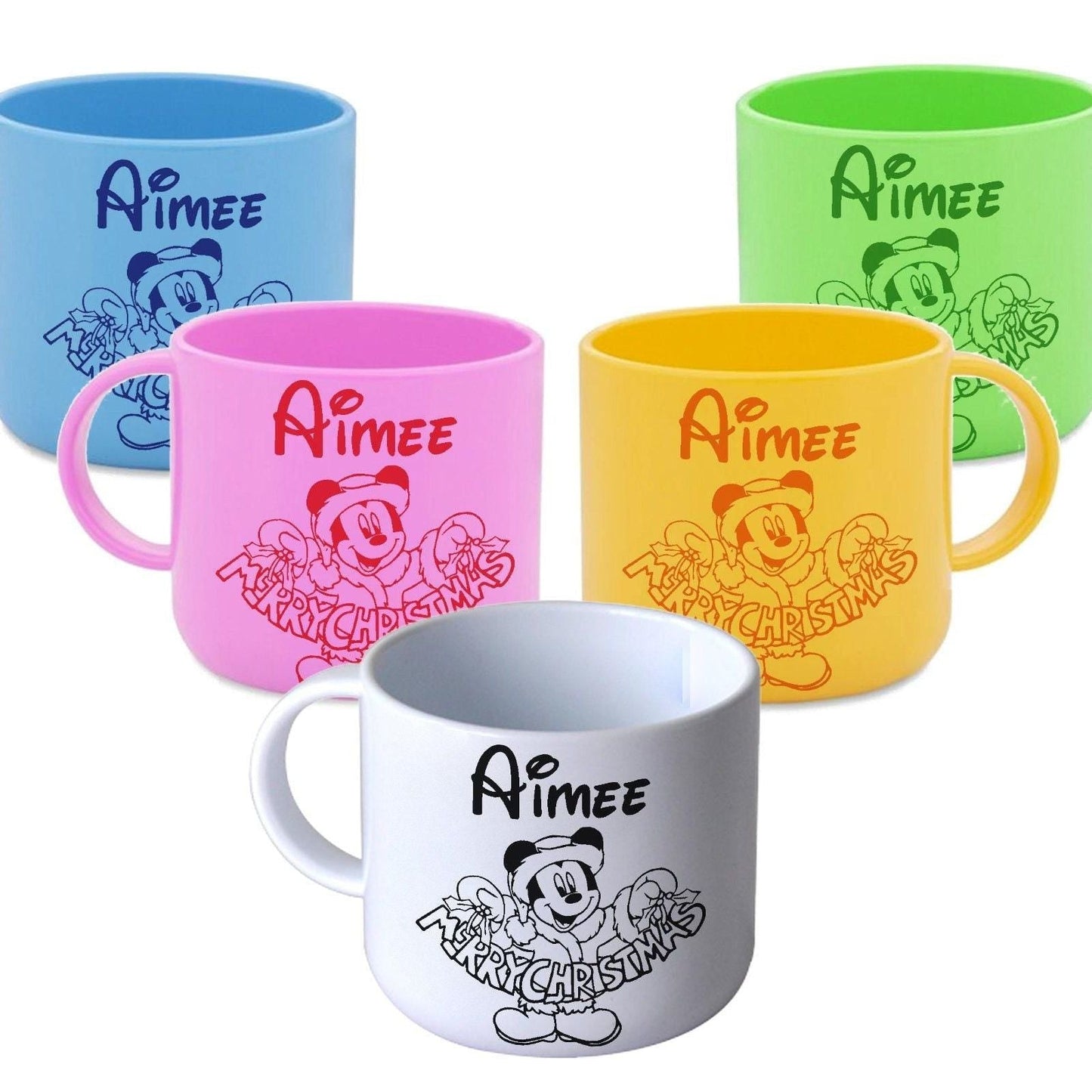 Mickey Mouse Disney Merry Christmas Personalised Mug for Toddlers 6oz Polymer Unbreakable Child Safe Gift