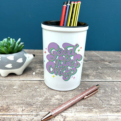 Good Vibes Only Positivity Pencil Pen Pot Stationary Gift