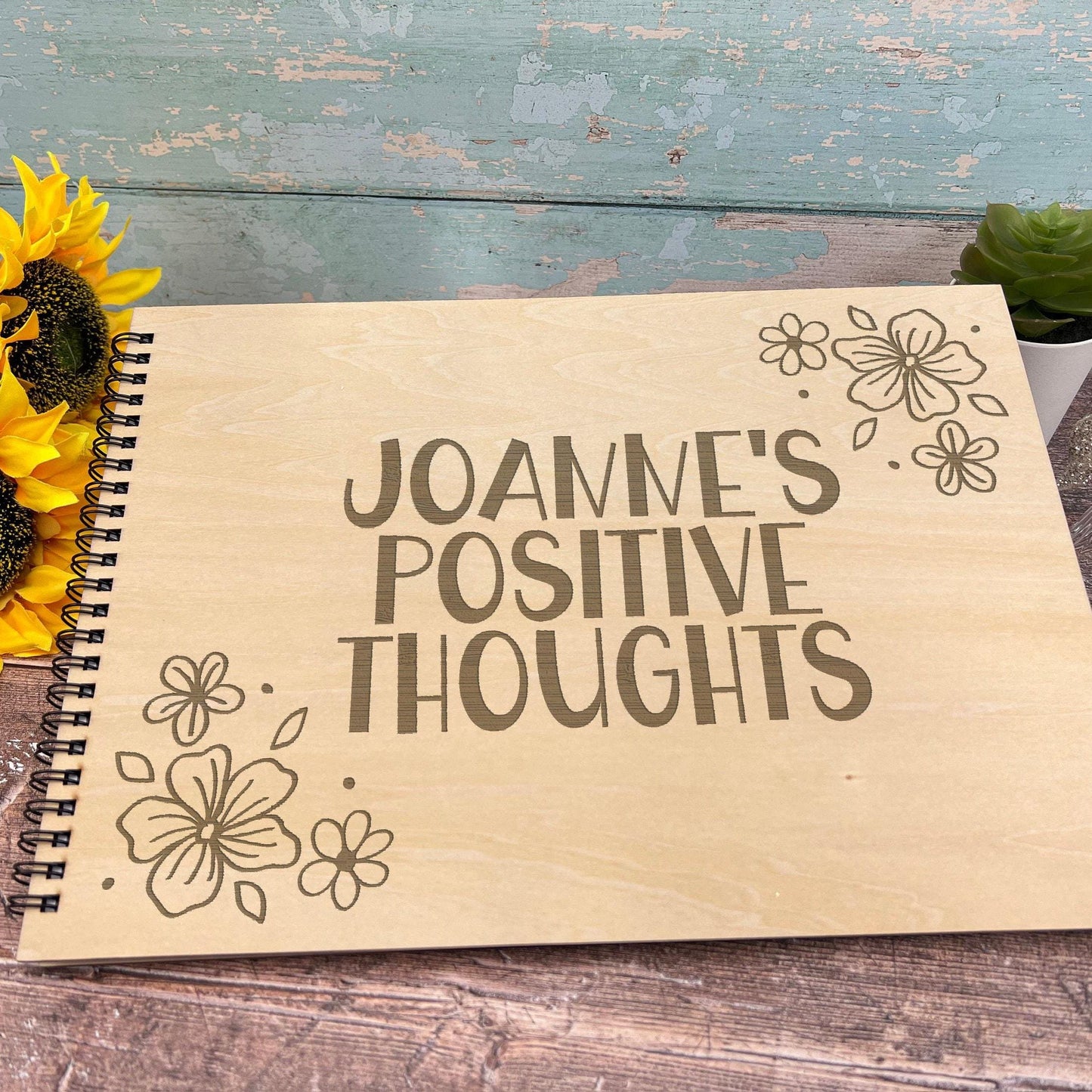 Floral Corner Positive Thoughts - Personalised Book of Positivity - Gratitude Journal