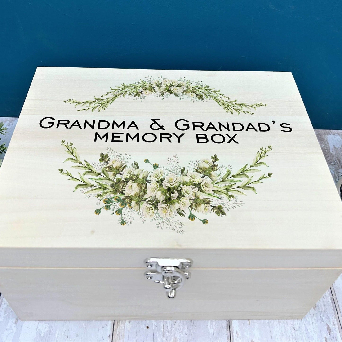 Leaf Design Luxury Wooden Memory Box - Personalised Botanical Box