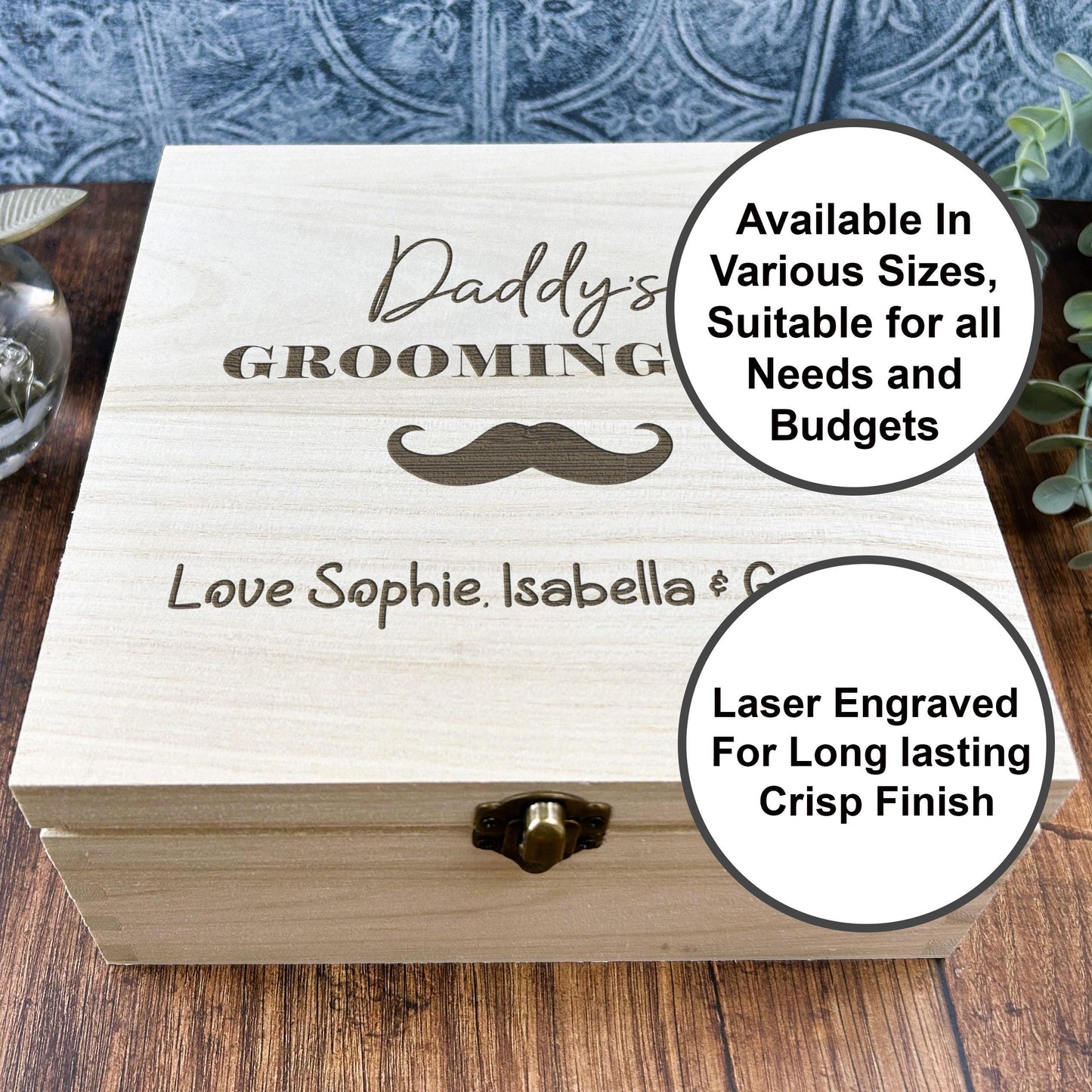 a personalized wooden box for a groom