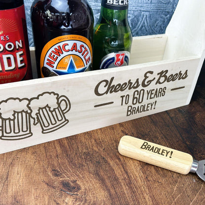 Cheers & Beers Any Name - Beer Carrier - Personalised Birthday Gift - BBQ Drinks - 18th - 21st