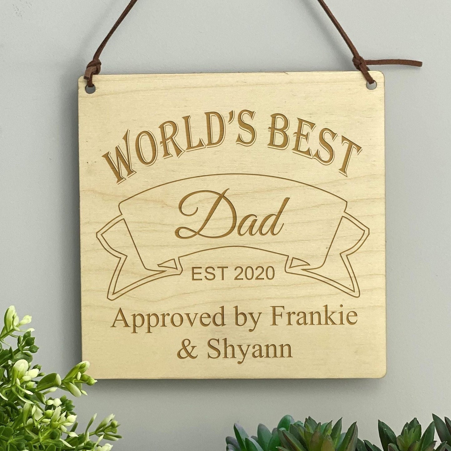 Worlds Best Dad Plaque - Personalised Father's Day Gift - Date Established and Names