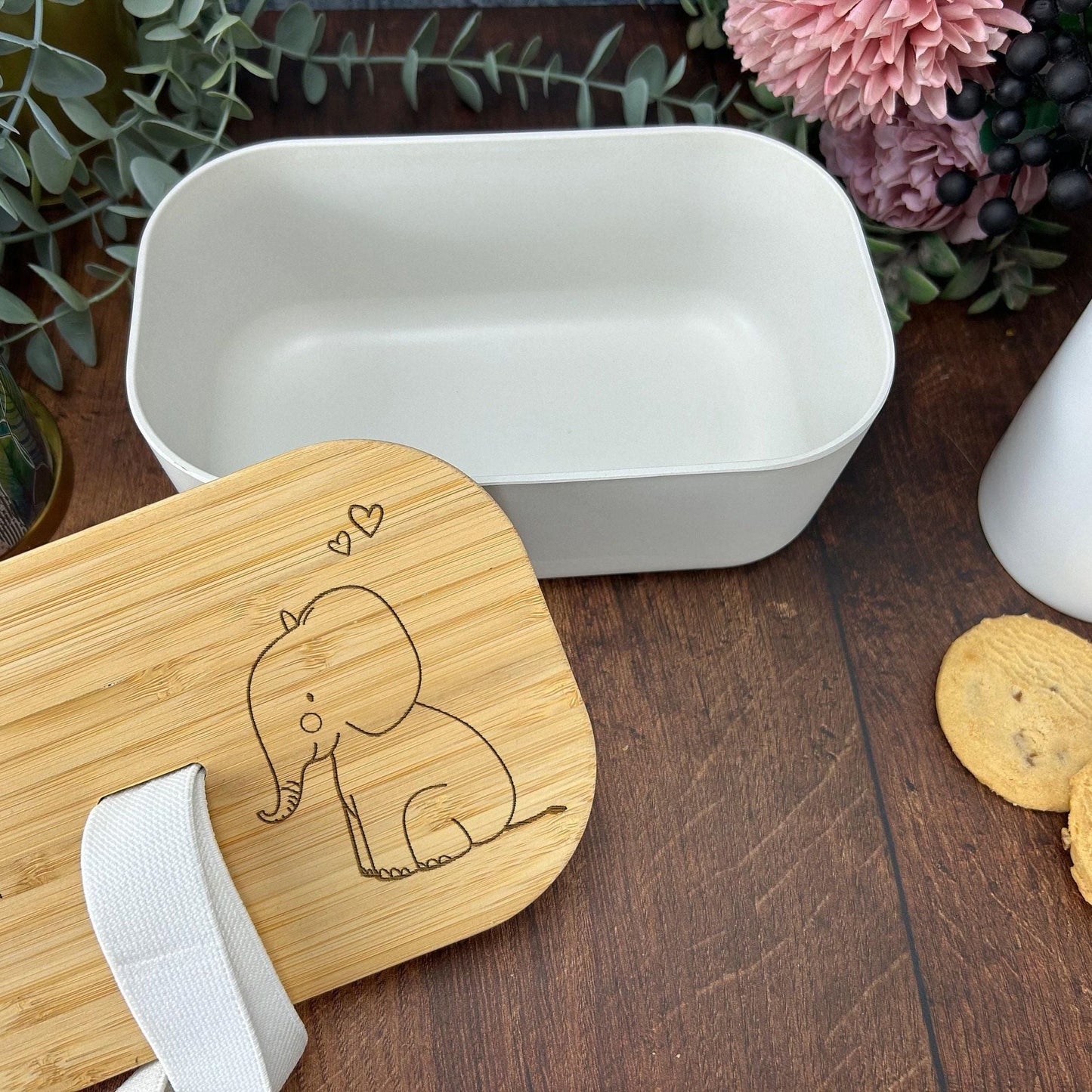 Elephant Personalised Bamboo Eco Friendly Lunchbox - School Work Packed Lunch