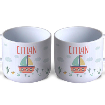 Sailboat First Birthday Children's Personalised Mug Unbreakable Kids Toddler Child Safe