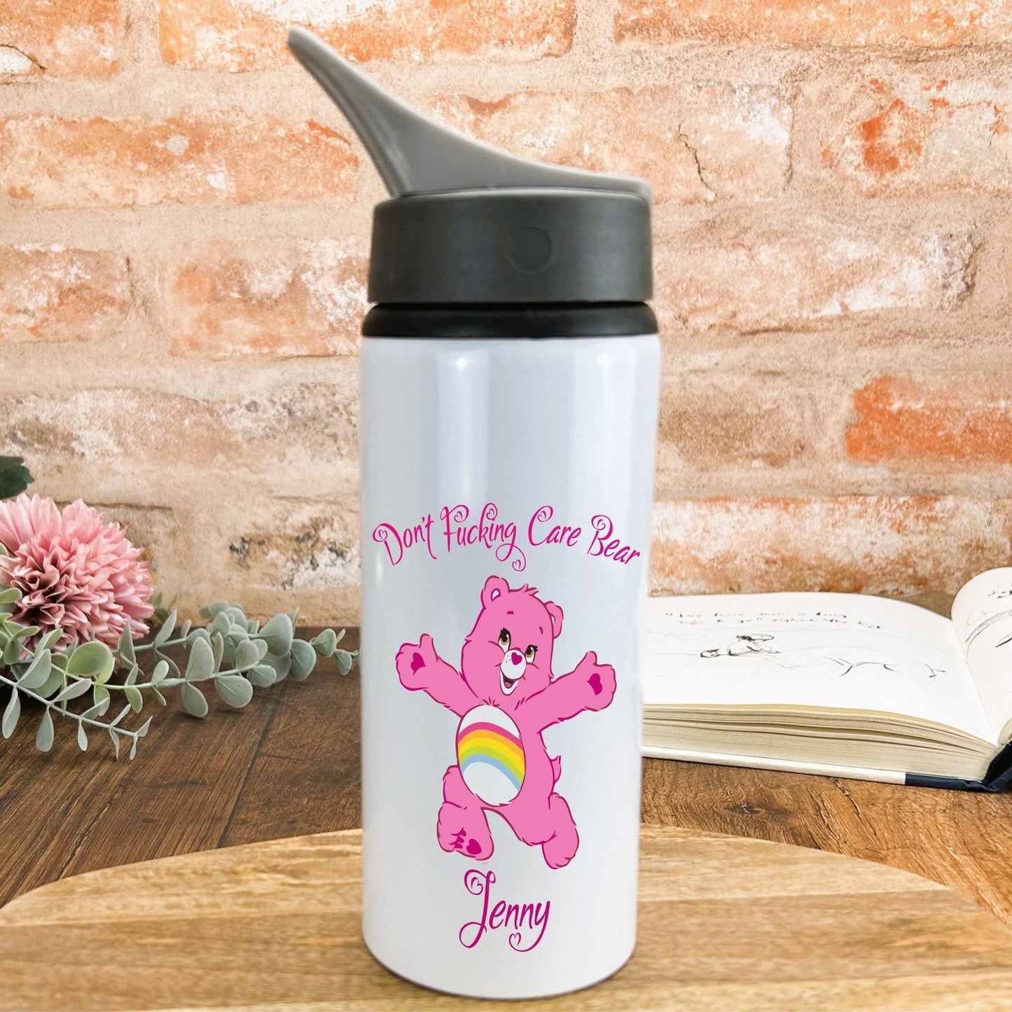 Care Bear "I Don't Care Bear/ F***** Care Personalised Water Drink Bottle