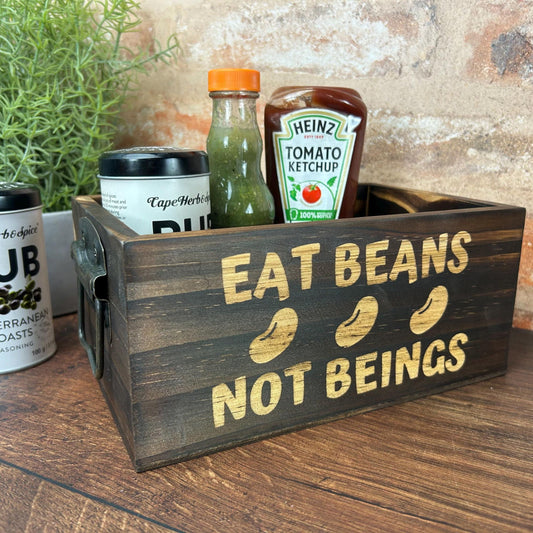 Eat Beans Vegan Vegetarian Kitchen Tidy / Caddy - Funny Cooking Gift - Present Kitchen Decor Housewarming - Plant Based Christmas Birthday