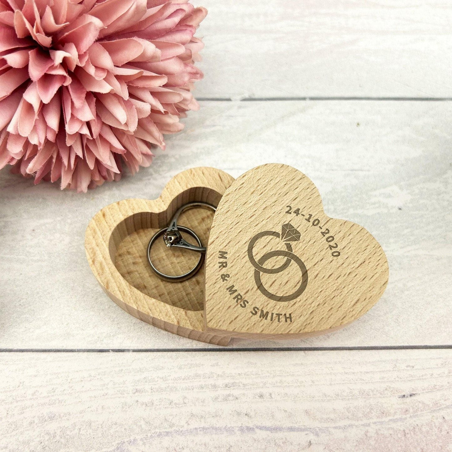 Diamond Ring Design Wedding Ring Carrier Heart Box Personalised Engagement Gift