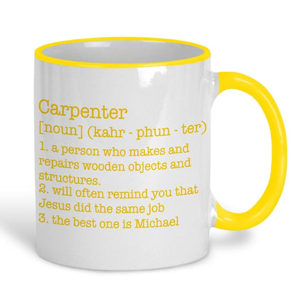 Carpenter Definition Personalised Mug Gift Secret Santa Worksite Trade New Job Profession