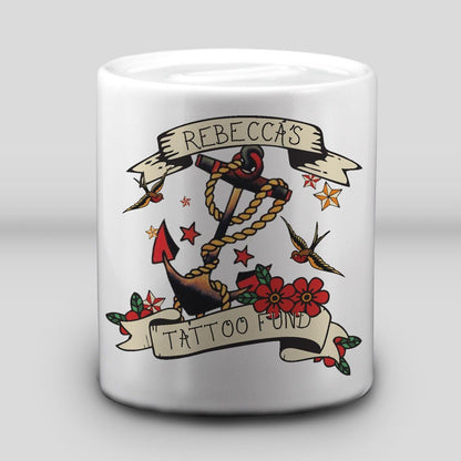 Tattoo Fund Money Box Personalised Gift - Saving Ink Art Old Style American