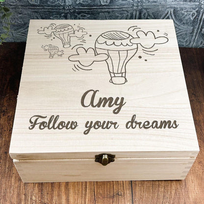 Follow Your Dreams Wooden Engraved Keepsake Box - Personalised Positivity Gift