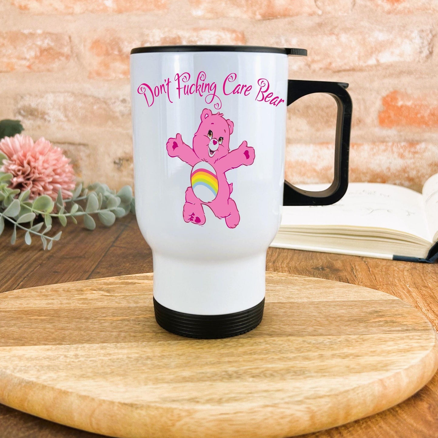 Care Bear "I Don't Care Bear/ F***** Care Personalised Travel Gift Mug