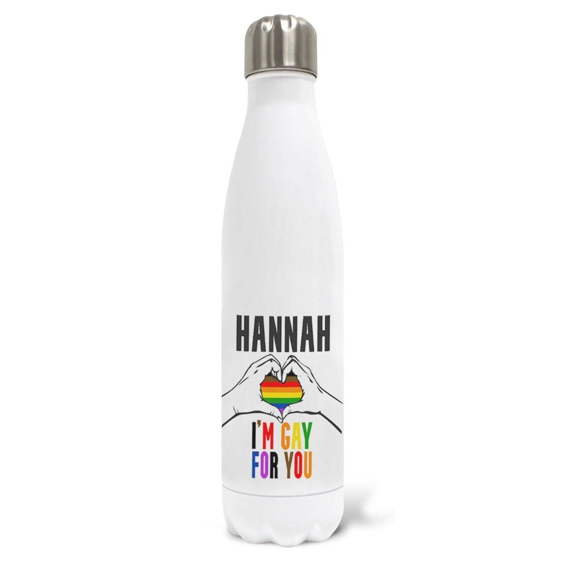 I'm Gay For You LGBTQ+ Pride Rainbow Flag Personalised Water Bottle Valentine's Day Boyfriend Girlfriend Gift Partner Love