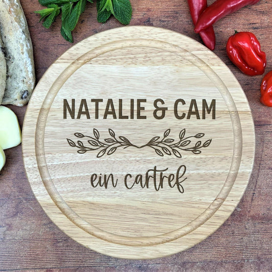 Ein Cartref Welsh Language Our Home - Personalised Chopping Board