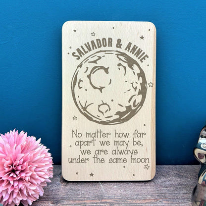 Under The Same Moon - Long Distance Valentine's - Couples Plaque - Personalised Gift