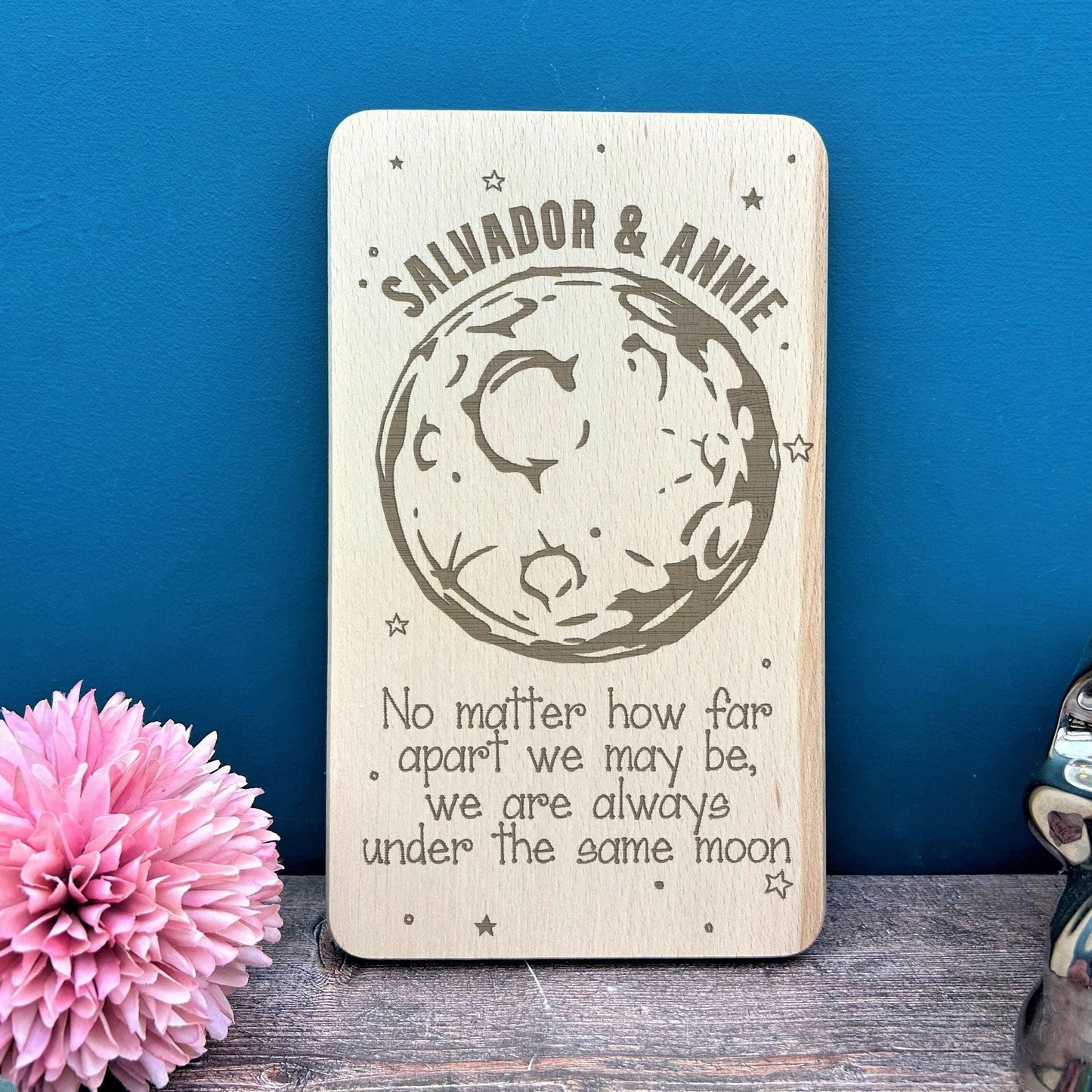 Under The Same Moon - Long Distance Valentine's - Couples Plaque - Personalised Gift
