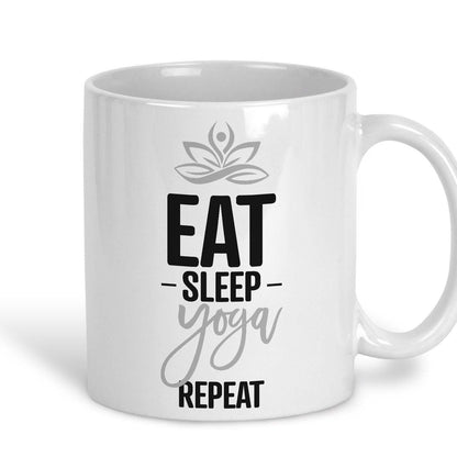 Eat Sleep Yoga Repeat White Personalised Coffee Tea Mug