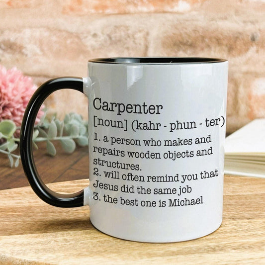 Carpenter Definition Personalised Mug Gift Secret Santa Worksite Trade New Job Profession