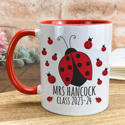 Ladybug Teacher Name Personalised Ceramic Mug