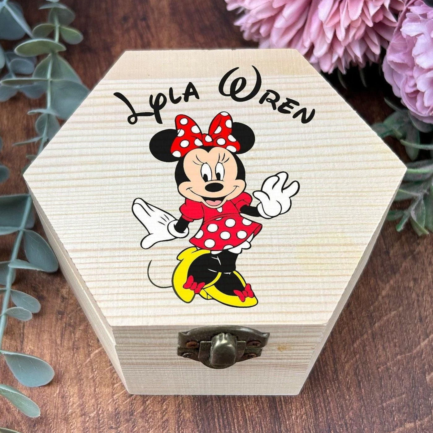 Mini Mouse Printed Box - Storage / Memory - Wooden Personalised Gift