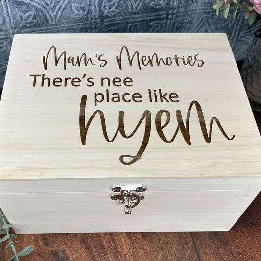 Nee Place Like Hyem - Geordie Gift - Personalised Luxury Wooden Memory Box