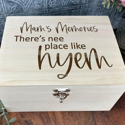 Nee Place Like Hyem - Geordie Gift - Personalised Luxury Wooden Memory Box