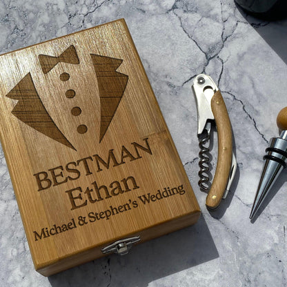 Bestman Personalised Wine Accessory Kit - Wedding Gift Groomsmen Usher