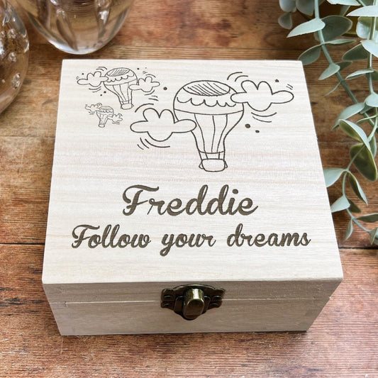 Follow Your Dreams Wooden Engraved Keepsake Box - Personalised Positivity Gift