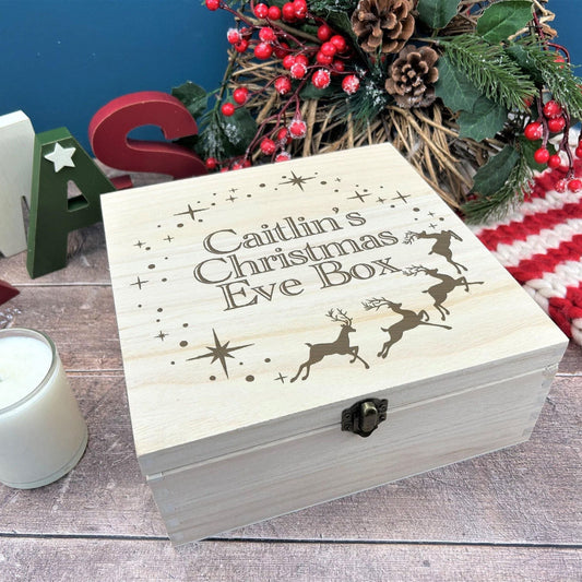 Reindeer and Stars Personalised Christmas Eve Treat Box
