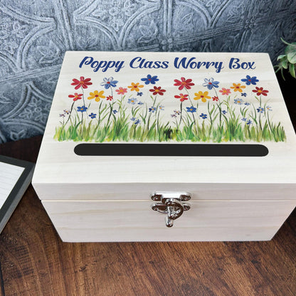 Colourful Flowers Worry Box Primary -Junior School Personalised Dropbox